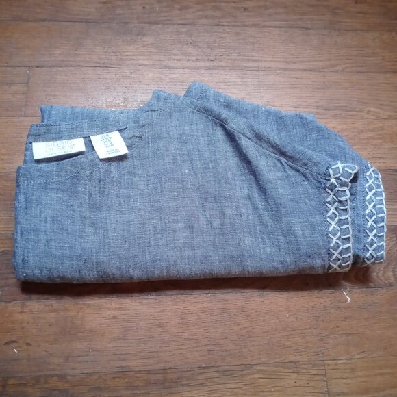 SIGRID OLSEN short sleeve button back linen top (M) - Picture 11 of 14